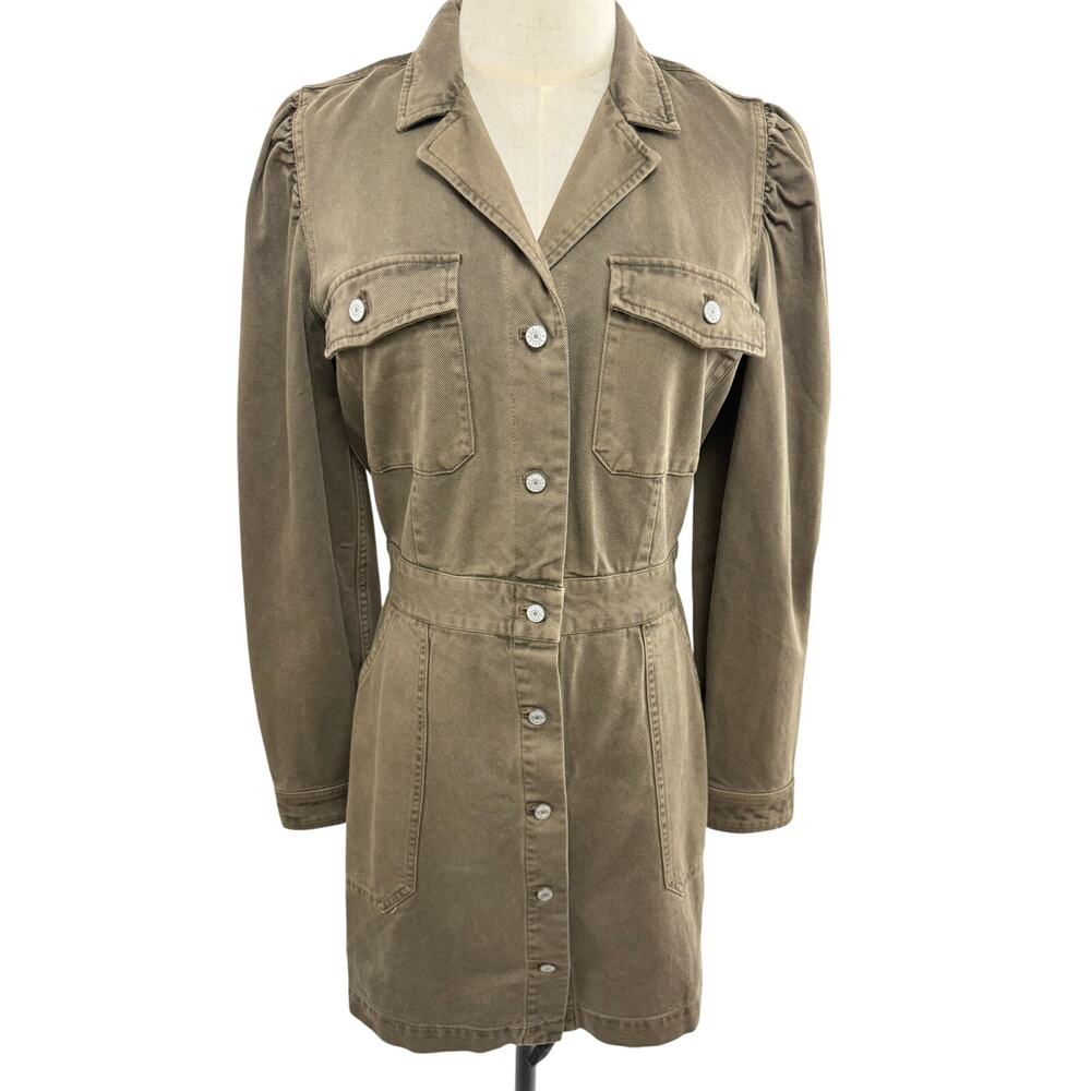 Rails Moss Green Utility Lisette Dress with Gathered Shoulder Detail, Size SM